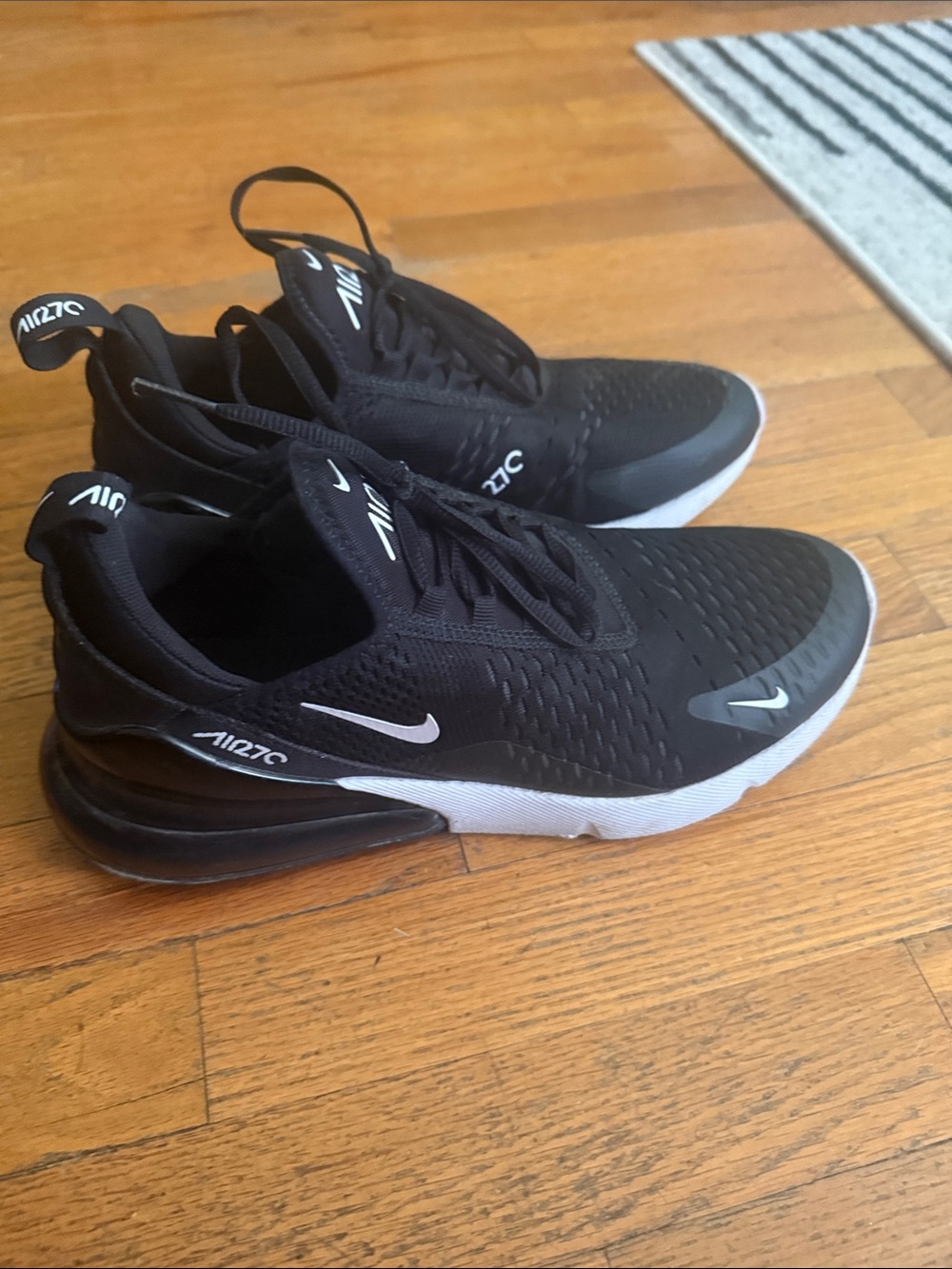 Nike Air Max 270 Black with White Accents Athletic Shoes